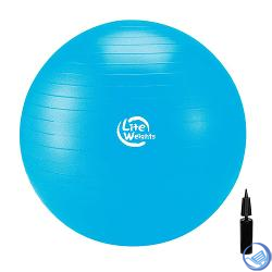 Мяч гимнастический 1867LW (75см, антивзрыв, с насосом, голубой) - фото 160375