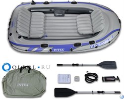 Надувная лодка Intex 68324 4-х местная Excursion 4 Set + насос, весла - фото 163928