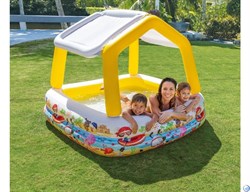 Детский надувной бассейн прямоугольный с навесом "Домик" Intex 57470 (157х157х122) - фото 164248