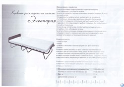 Раскладушка Даметекс Элеонора-М с матрасом   (200x90x43см) - фото 166768