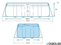 Каркасный бассейн Intex 26784 + фильтр-насос, лестница (300х175х80см) - фото 169856