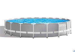 Круглый каркасный бассейн Prism Frame Pool Intex 26756 + фильтр-насос, лестница, настил, тент (610х132) - фото 169894