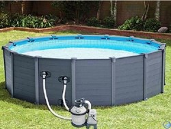 Каркасный бассейн Sequoia Spirit / Graphite Gray Panel Intex 26384 + песочн.фил, лестница, тент, подстилка (478х124) - фото 170995