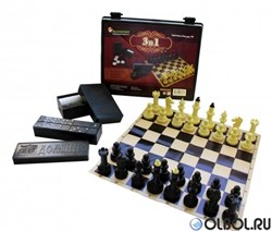 Игра 3 в 1 (шашки, домино, шахматы) 03-039 - фото 177488