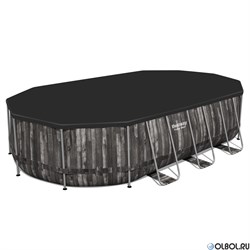 Каркасный бассейн на опорах Bestway 5611R + фильтр-насос, лестница, тент (610х366х122) - фото 177650