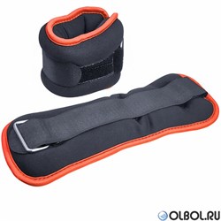 Утяжелители "ALT Sport" (2х1,0кг) (нейлон) в сумке (черный с оранжевой окантовкой) HKAW104-2 - фото 178009