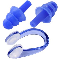 Комплект для плавания беруши и зажим для носа (синие) C33423-1 - фото 179460