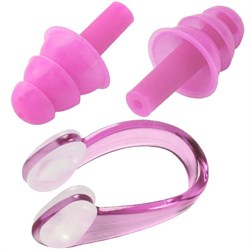 Комплект для плавания беруши и зажим для носа (розовые) C33423-2 - фото 179461