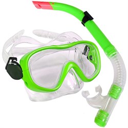 E33109-2 Набор для плавания юниорский маска+трубка (ПВХ) (зеленый) - фото 179658