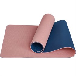 Коврик для йоги ТПЕ 183х61х0,6 см (розовый/синий) E33587 - фото 181564