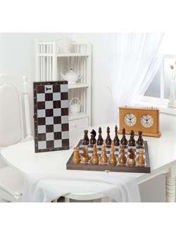 Шахматы походные деревянные с венге доской, рисунок серебро 188-18 - фото 181671