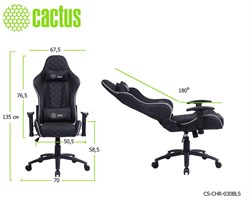 Кресло игровое Cactus CS-CHR-030BLS цвет: черно-серебристый, обивка: эко.кожа, крестовина: металл пластик черный - фото 182267