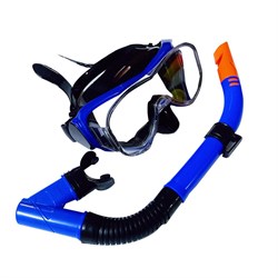 E39247-1 Набор для плавания взрослый маска+трубка (ПВХ) (синий) - фото 182872