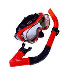 E39247-2 Набор для плавания взрослый маска+трубка (ПВХ) (красный) - фото 182873