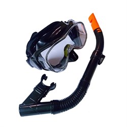 E39247-4 Набор для плавания взрослый маска+трубка (ПВХ) (черный) - фото 182875