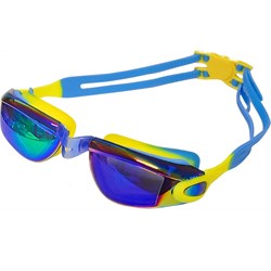 B31549-A Очки для плавания взрослые с зеркальными стёклами (желто/голубые) - фото 184994