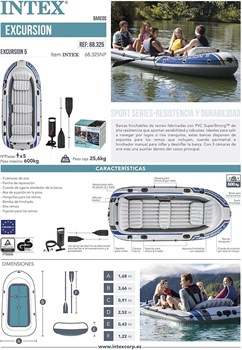 Надувная лодка Intex 68325 5-ти местная Excursion 5 Set + насос и весла - фото 185747