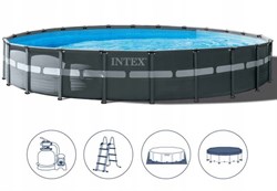 Каркасный бассейн Ultra XTR Frame Intex 26330 + песочный фильтр насос 7900 л/ч, лестница, тент, подстилка (549х132) - фото 186509