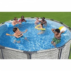 Bestway 5619D / Круглый каркасный бассейн Steel Pro MAX + насос фильтр, лестница, тент (4.27х1.22см) - фото 188590
