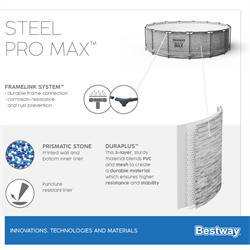 Bestway 5619D / Круглый каркасный бассейн Steel Pro MAX + насос фильтр, лестница, тент (4.27х1.22см) - фото 188596