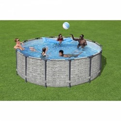 Bestway 5619D / Круглый каркасный бассейн Steel Pro MAX + насос фильтр, лестница, тент (4.27х1.22см) - фото 188600