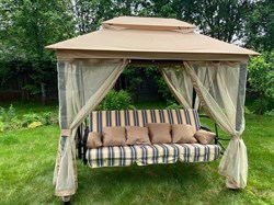 Беседка-качели Амаре бежевый (труба 60мм) (245х149х233) - фото 188995