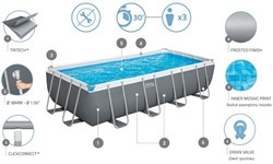 Прямоугольный каркасный бассейн Bestway 56466 + песч.фил.-насос, лестница, тент (549х274х122) - фото 194705 Прямоугольный каркасный бассейн Bestway 56466 + песч.фил.-насос, лестница, тент (549х274х122) - фото 194705