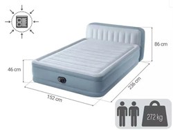 Надувная двуспальная кровать Intex 64450со спинкой, вст. насос 220v (152Х236Х86) - фото 194801