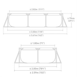 Intex 28272 / Прямоугольный каркасный бассейн / 300х200х75 см - фото 194895