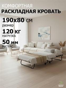 Раскладушка односпальная с матрасом / 190 х 80 см / Виктория 800 М - фото 196717