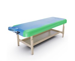 Массажный стационарный стол DFC NIRVANA, SUPERIOR2, дерев. ножки, 2 секции, цвет бирюз.с зелен. TS200 / 192х71х86 см - фото 197295