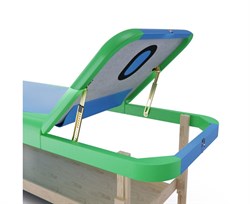 Массажный стационарный стол DFC NIRVANA, SUPERIOR2, дерев. ножки, 2 секции, цвет бирюз.с зелен. TS200 / 192х71х86 см - фото 197302