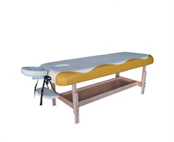 Массажный стационарный стол DFC NIRVANA, SUPERIOR, дерев. ножки, 1 секция, цвет беж.с желт. TS100 / 192х71х86 см - фото 197476