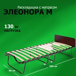 Раскладушка с матрасом Элеонора М, цвет венге, 90х200 см - фото 197751
