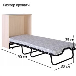 Раскладушка с матрасом, кровать-тумба Карина Беленый дуб / Ясень / 190x80x35 см - фото 197936