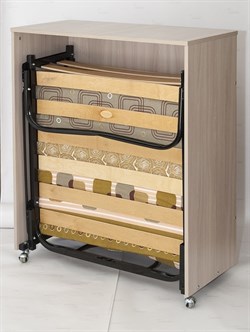 Раскладушка с матрасом, кровать-тумба Карина Беленый дуб / Ясень / 190x80x35 см - фото 197942