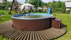 Морозоустойчивый бассейн Лагуна 2,5 х 1,25м- коричневый, пленка мрамор 0/4 мм / +скиммер - фото 198340