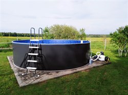 Морозоустойчивый бассейн Лагуна 2,5 х 1,25м- платина, пленка мрамор 0/4 мм / + скиммер, фильтр песочный, лестница, песок - фото 198374