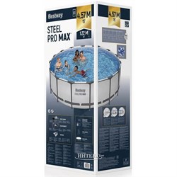 Бассейн каркасный  Steel Pro MAX BestWay 56438 + фильтр-насос, лестница, тент (457х122см) - фото 198535