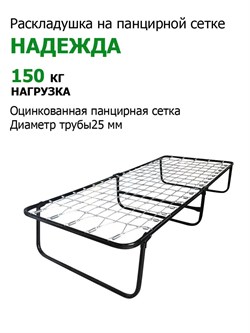 Раскладушка c матрасом Надежда / 190 х 80 см / сетка,  нагрузка 150 кг - фото 198537