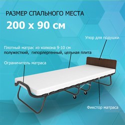 Раскладушка с матрасом Элеонора ПРЕМИУМ 90х200 см (орех) - фото 198684