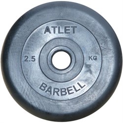 Диск обрезиненный, чёрного цвета, 26 мм, 2,5 кг  Atlet MB-AtletB26-2,5 - фото 201130