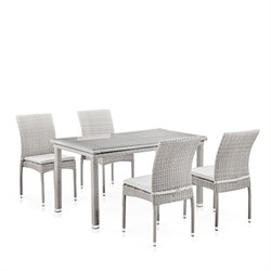 Комплект плетеной мебели T256С/Y380C-W85 Latte 140х80 (4+1) + подушки в комплекте - фото 201377