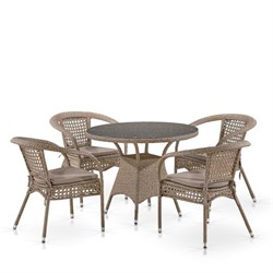 Комплект плетеной мебели Лион-1B T220CT/Y32-W56 Light brown (4+1) - фото 201489
