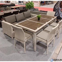 Комплект плетеной мебели T365/S65/Y380C-W85 8PCS Latte (8+1) + подушки - фото 202688
