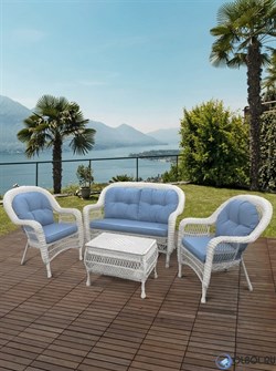 Плетеный комплект для отдыха из искусственного ротанга  LV-520 White-Blue - фото 203096