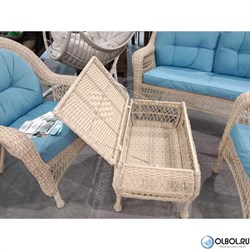 Плетеный комплект для отдыха из искусственного ротанга  LV-520 White-Blue - фото 203098