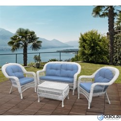 Плетеный комплект для отдыха из искусственного ротанга  LV-520 White-Blue - фото 203101