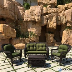 Плетеный комплект для отдыха из искусственного ротанга LV-520BG Brown-Green - фото 203333