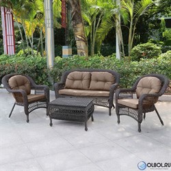 Плетеный комплект для отдыха из искусственного ротанга LV-520BB Brown-Beige - фото 203889